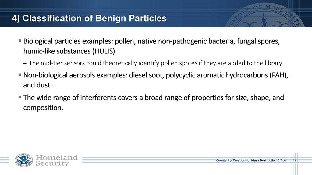 Biological particles examples: pollen, native non-pathogenic bacteria, fungal spores, human-like substances. Non-biological aerosol examples: diesal soot, polycyclic aromatic hydrocarbons, dust